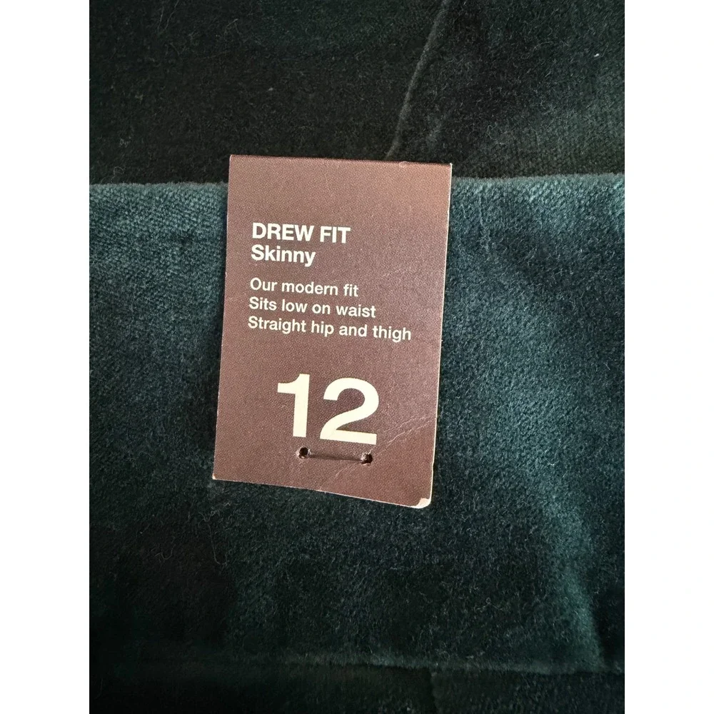 NWT The Limited Drew Fit Skinny Velvet Pants Forest Green‎ Womens Size 12